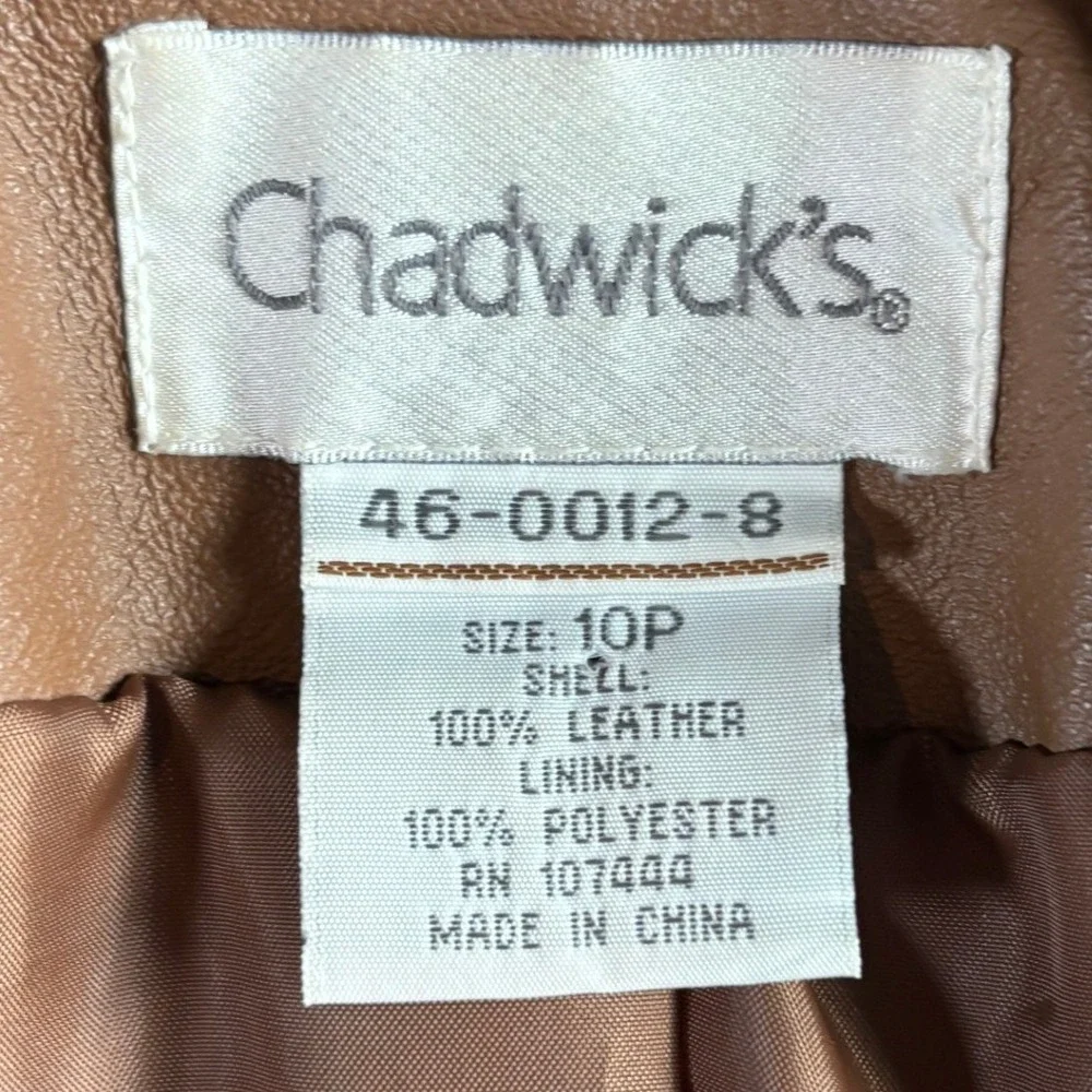 Chadwicks Womens 10P Cognac Brown Leather 2-Button Blazer Jacket
